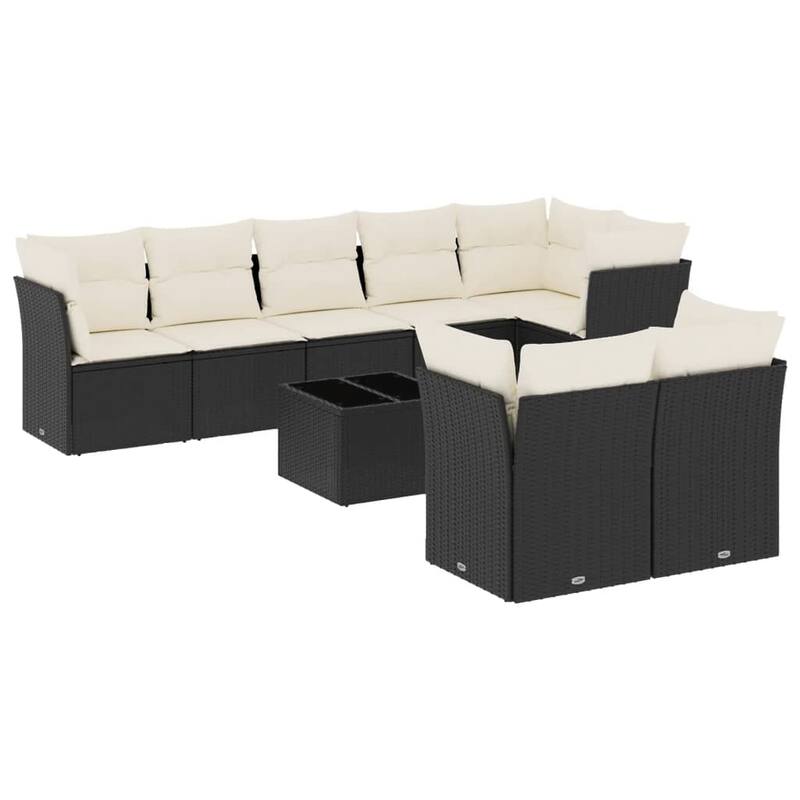 vidaXL Garden Sofa Set Black and Cream White - 21.7 x 21.7 x 14.6