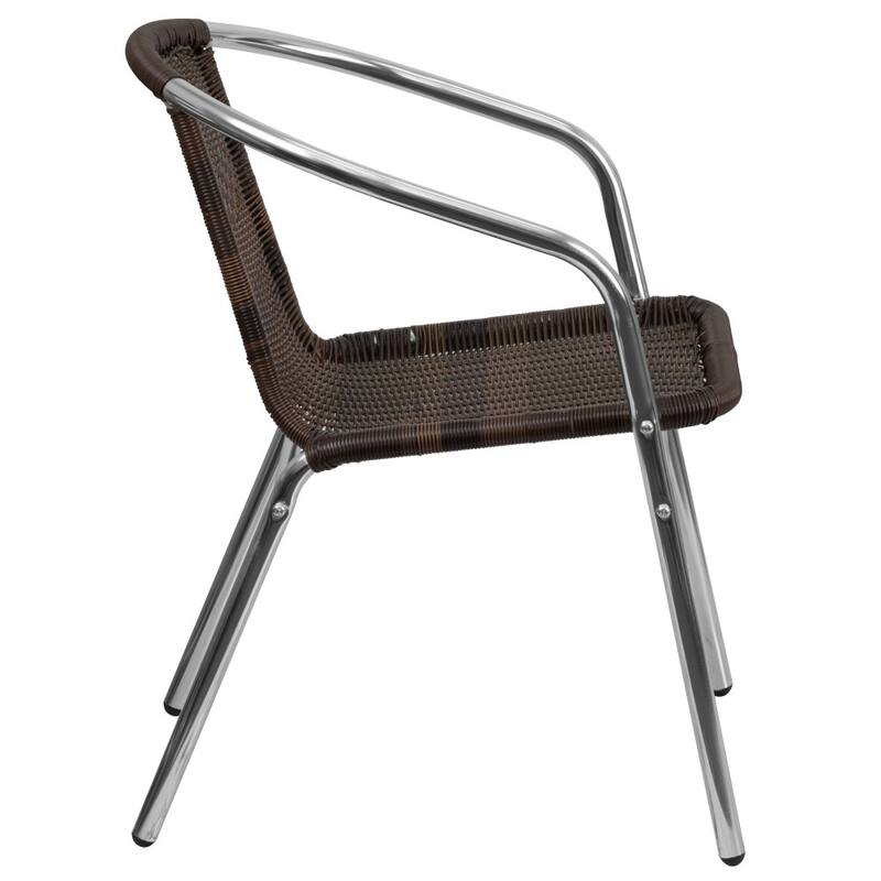 Aluminum and Rattan Commercial Indoor-Outdoor Restaurant Stack Chair