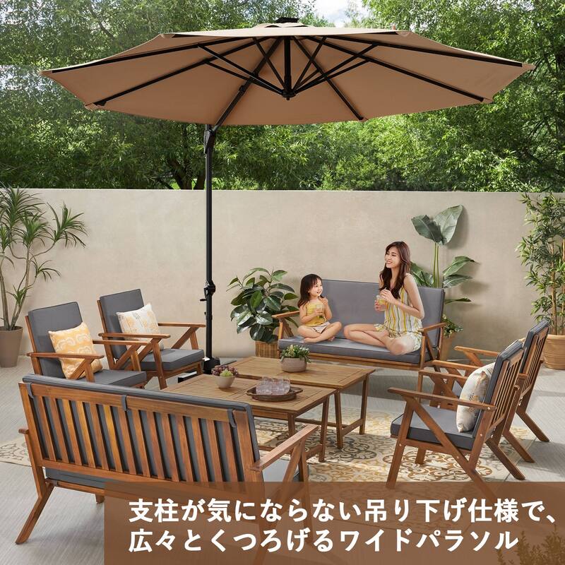 10FT Outdoor Cantilever Umbrella Patio Umbrella with Base