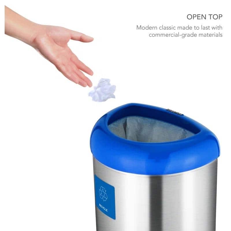 Steel 13-Gallon Half-Circle Open Top Kitchen Trash Can