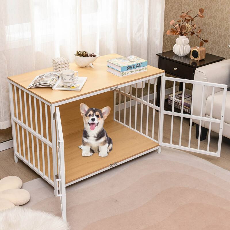 Costway 40” Heavy-duty Dog Crate Furniture with 2 Lockable Doors for - See Details