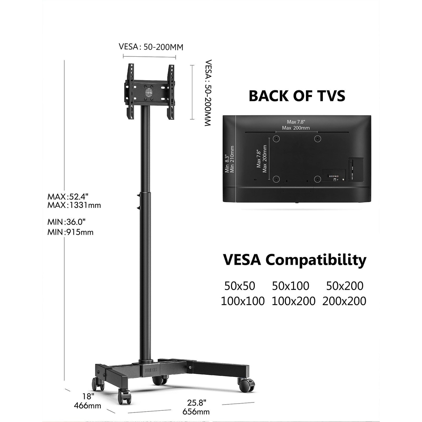 Rolling Floor TV Stand with Lockable Wheels for 13-42 inch Flat Screen TVs 