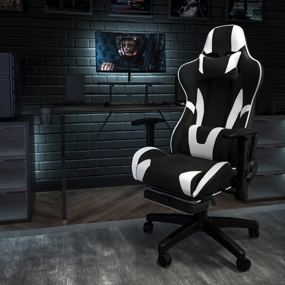 Gaming Desk & Chair Set with Cup Holder, Headphone Hook, and Monitor Stand
