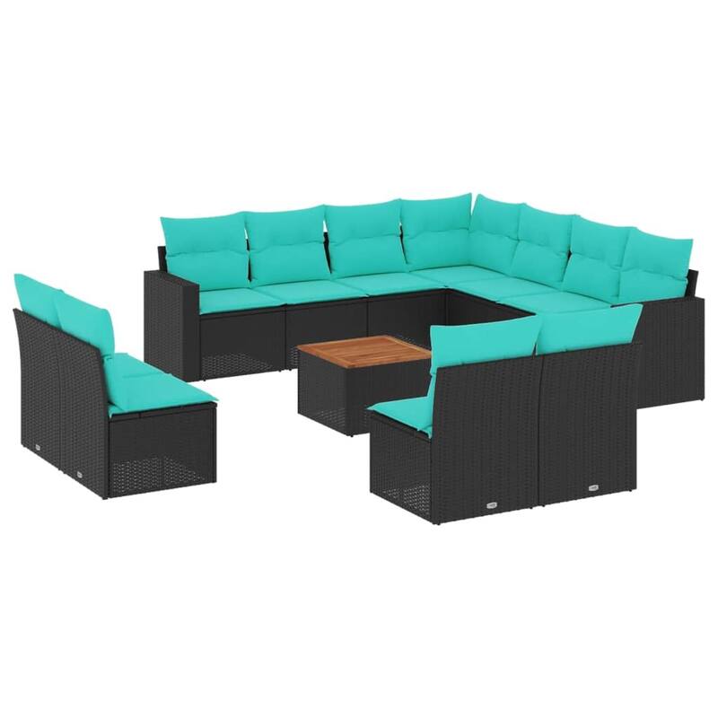 vidaXL Patio Sofa Set with Cushions Outdoor Furniture 12 Piece Poly Rattan - 25.8x 24.4x 27.2