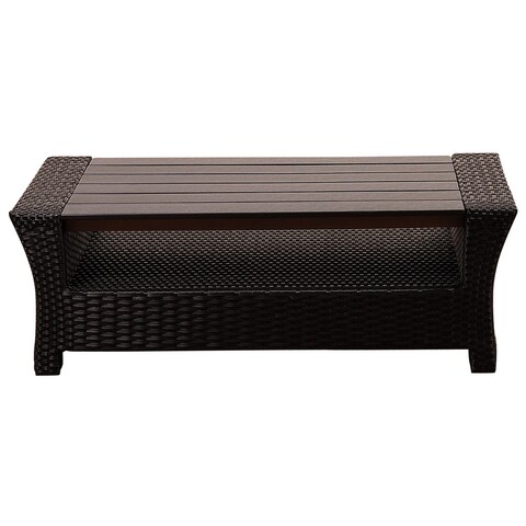 Atlantic Staffordshire Black Coffee Table Wicker with Plastic Wood Top - Rectangle