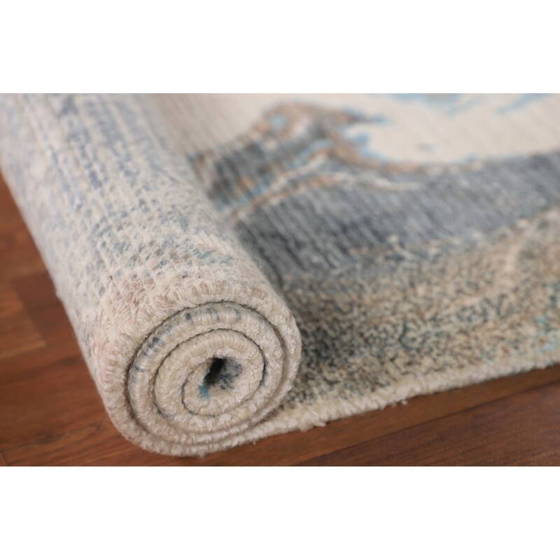 Modern Accent Rug Handmade Indian Wool Carpet - 2'8"x 4'9"