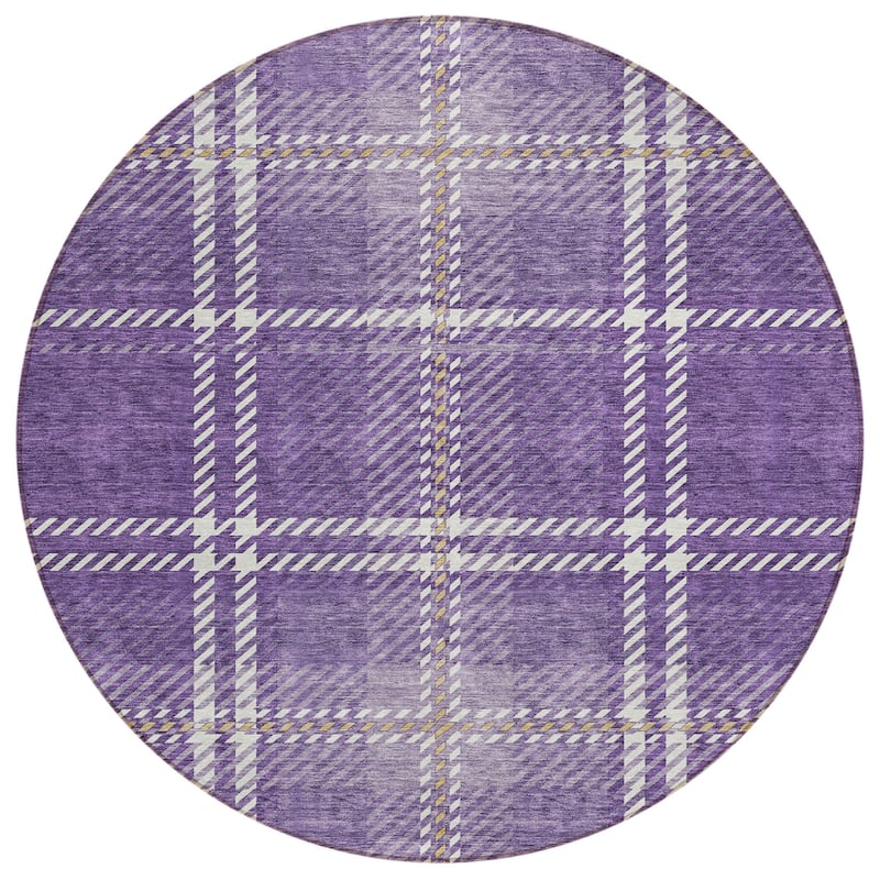 HomeRoots Plaid Transitional Rectangle Outdoor Rug