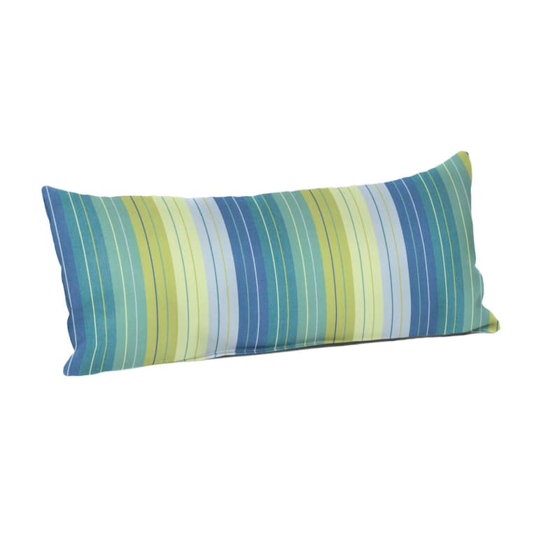 Sunbrella Stripe Fabric 1-Piece Indoor/Outdoor Lumbar Pillow, 22"W x 9"L, Maxim Classic - 22"W x 9"L