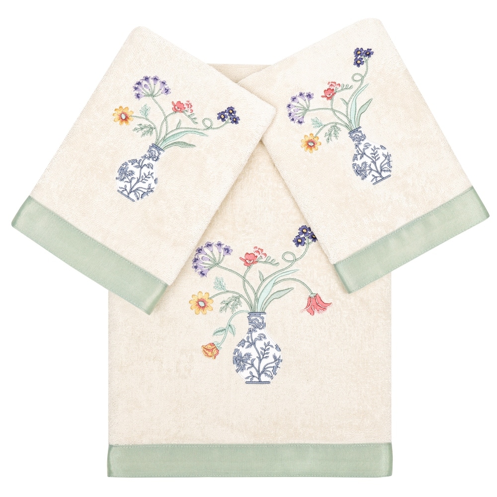 Authentic Hotel and Spa 100% Turkish Cotton Stella 3PC Embellished Towel Set