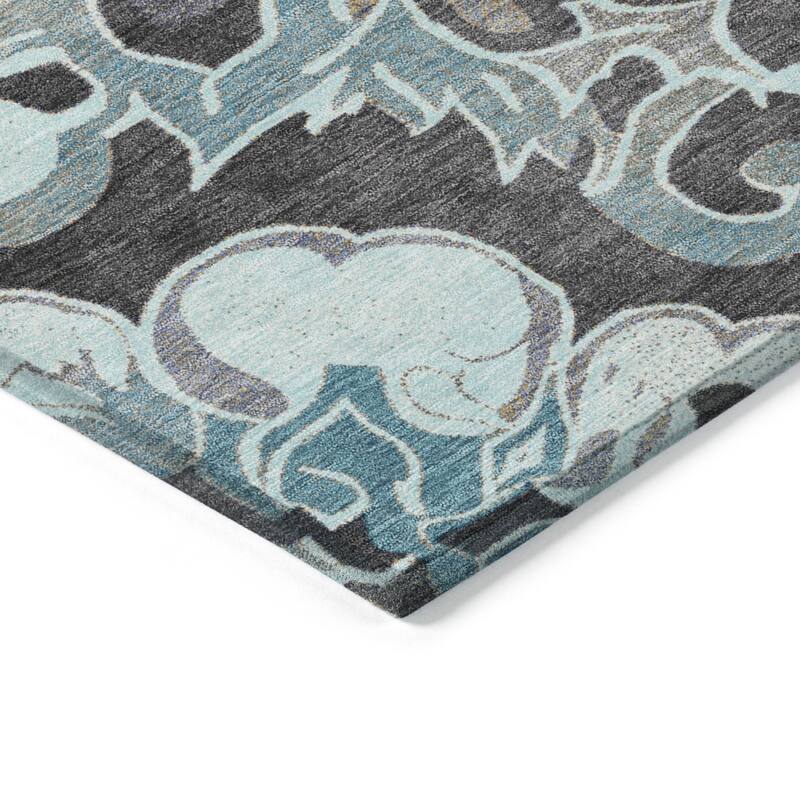 HomeRoots Damask Traditional Rectangle Outdoor Rug