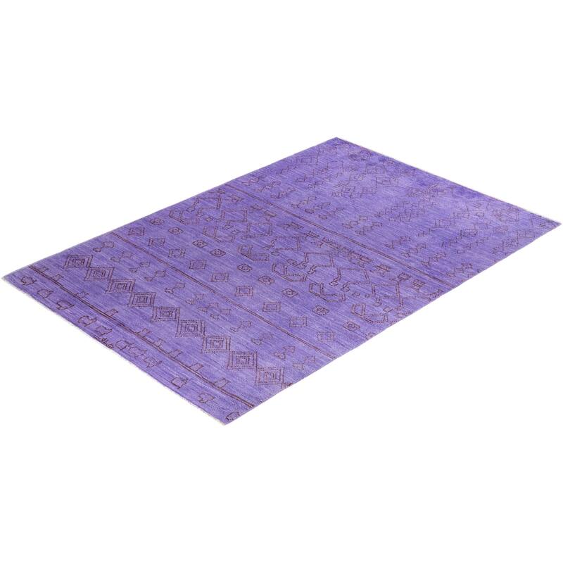 Contemporary Overdyed Wool Hand Knotted Area Rug - 6' 1" x 8' 10"