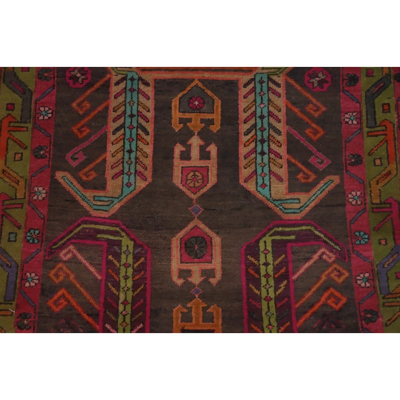 Hand Knotted Oriental 100% Wool Carpet Traditional Tribal Greys & Charcoal Ardebil Runner Rug - 10' 8'' X 3' 7''