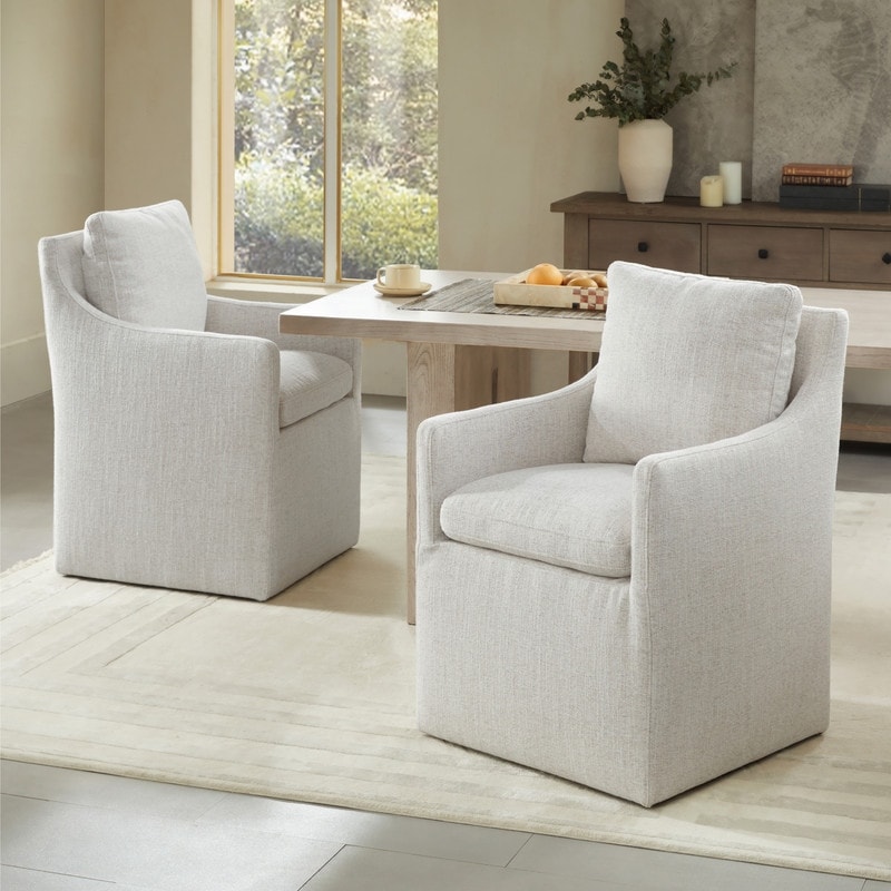 Spruce & Spring Hailey Dining Arm Chair with Caster Wheels Fabric Fully Assembled