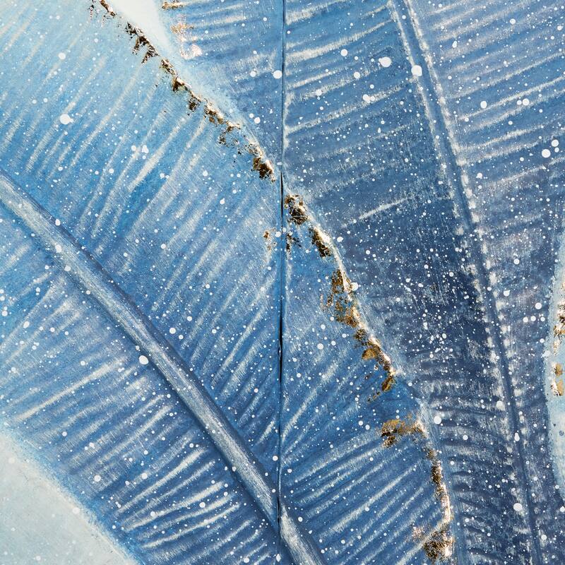Metal Leaf Handmade Palm Wall Decor with White Backing - Blue - Roche River Decor