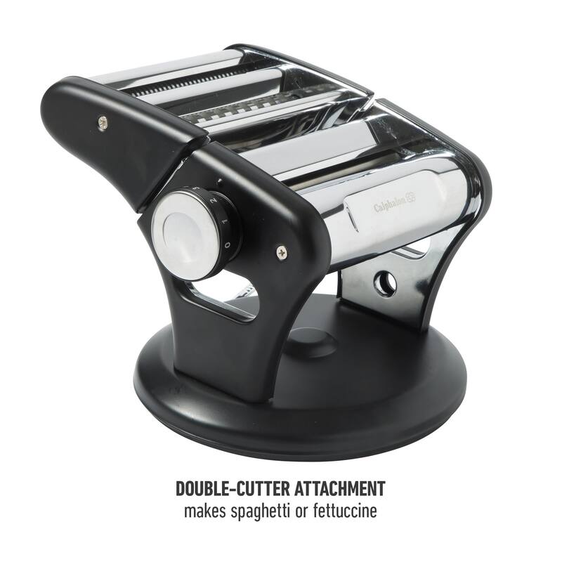 Calphalon Aero Heavy Duty Manual Pasta Maker Machine Noodle Maker w/Rollers & Cutters - Spaghetti, Fettuccini, Lasagna - Black