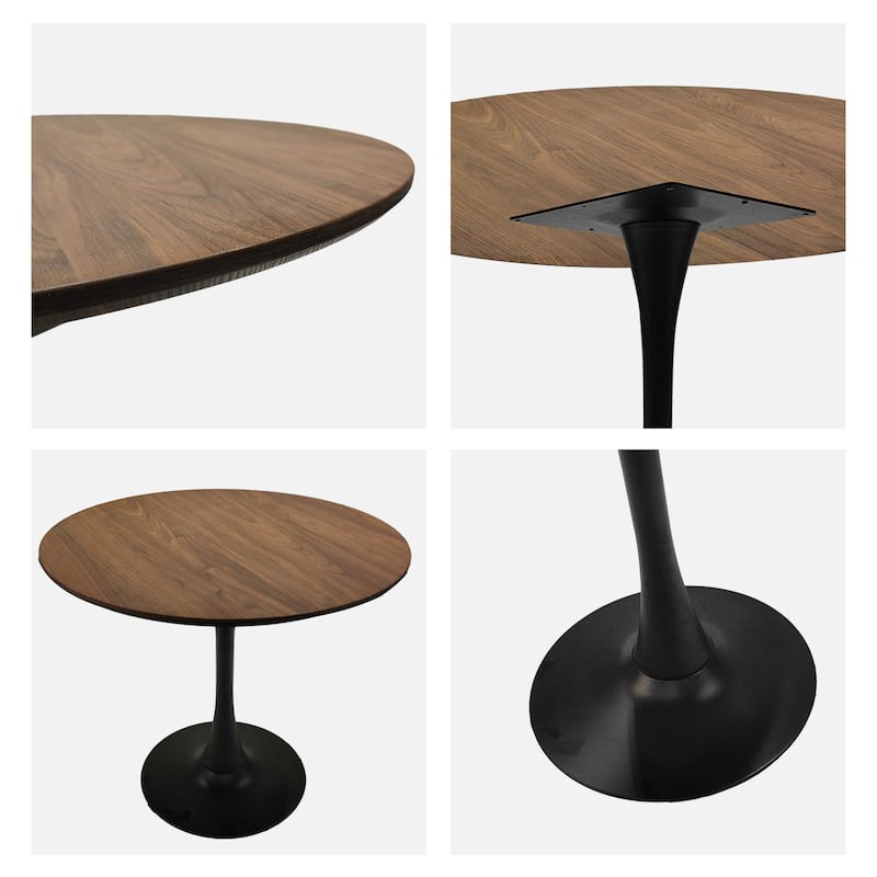 Walnut color Round Dining Table, 31.5" Tulip Table Kitchen Dining Table 2-4 People with MDF Table Top & Pedestal Base