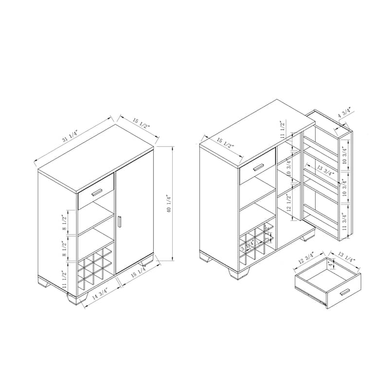 Valentino Contemporary Multi-Storage Bar Cabinet by Furniture of America