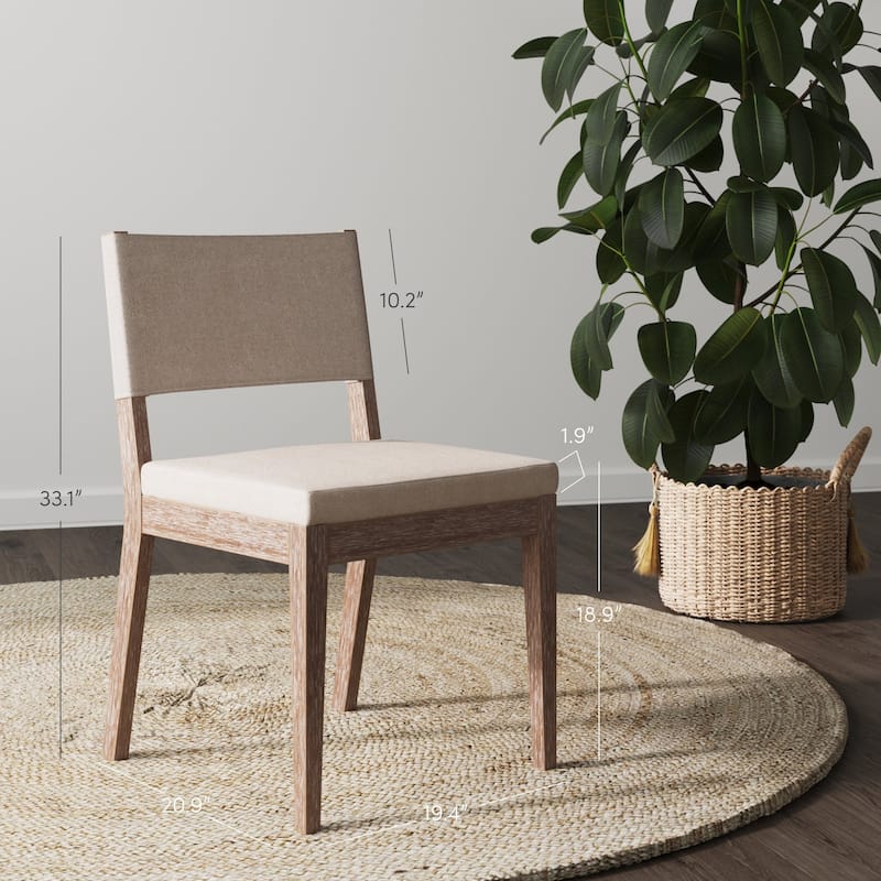 Linus Modern Upholstered Dining Chair, Solid Rubberwood Legs