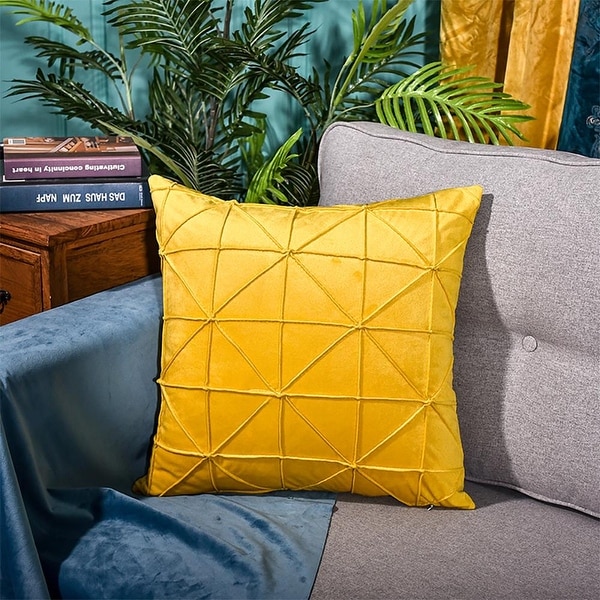Velvet Decorative Pleated Throw Pillow Covers Soft Solid Square Cushion Case For Couch. Opens flyout.