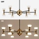 preview thumbnail 6 of 7, Modern Contemporary 12-Light Black Gold LED Chandelier Metal Wheel Pendant Lights for Dining Room - 23.5" D x 12.5" H
