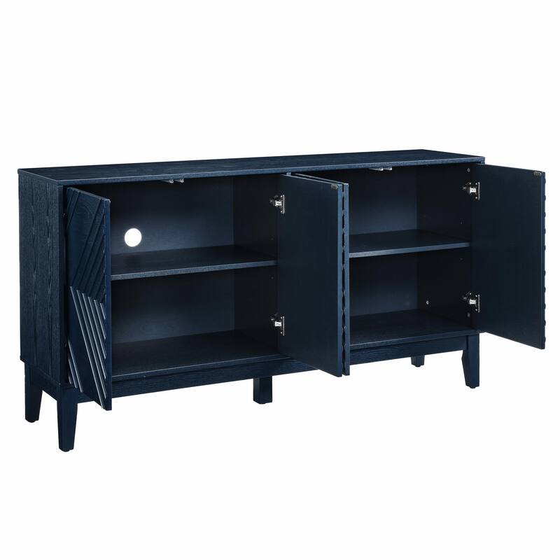 60" Mid Century Buffet Cabinet - Geometric Storage Sideboard