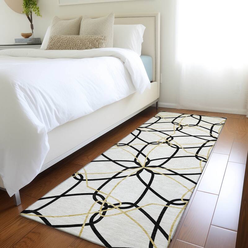 Premium Washable Super Soft Modern Floral Mayfield Rug - White - 2'3" x 7'6"
