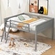 preview thumbnail 1 of 7, Full Wood Loft Bed Frame with Ladder, Ladder can be Placed on The Left or Right, for Boys Girls Kids Adults Toddler, Gray Gray - Full
