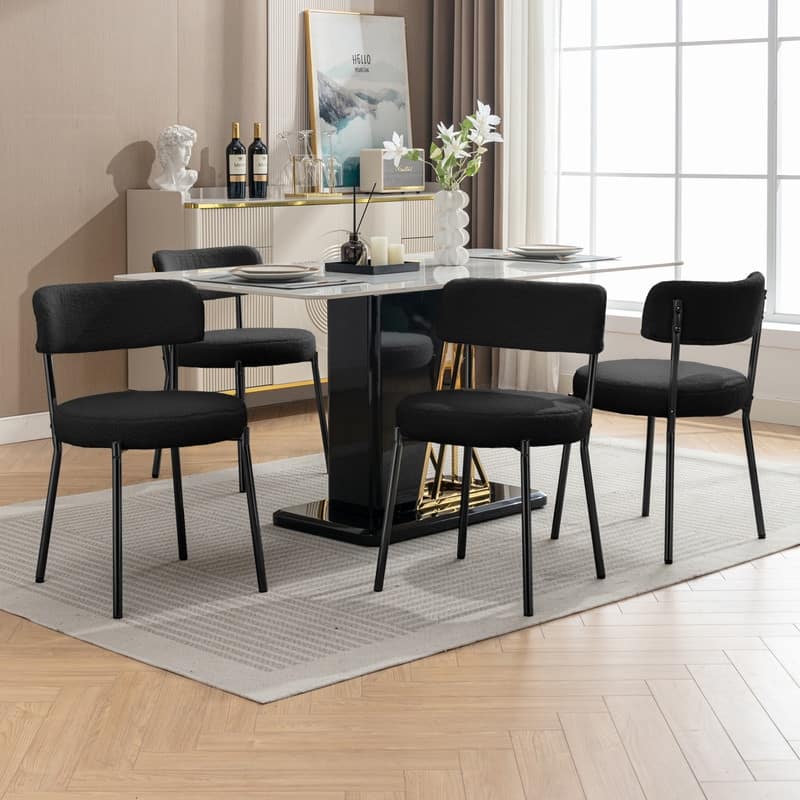 Mixoy 20"Counter Height Bar Stools,Modern Teddy Fleece Bar Stools,Velvet Dinning Chair with Metal Legs for Kitchen Island