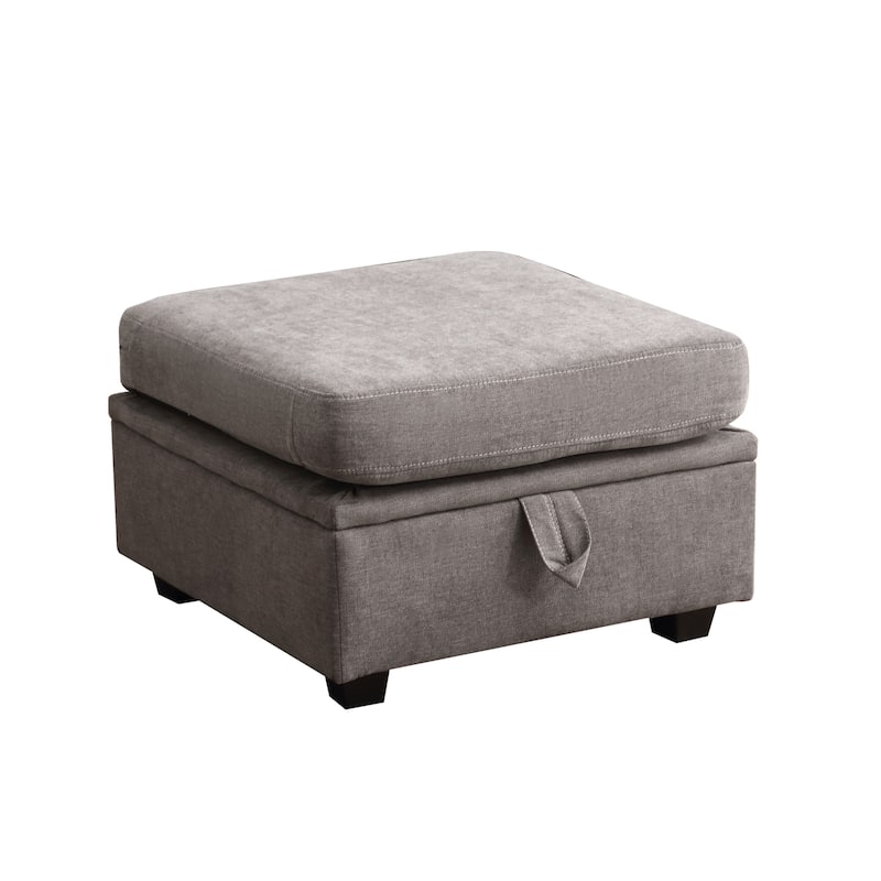 Modern Double Seating Sectional Sofa With Ottoman and Storage Space - Ottoman - Grey