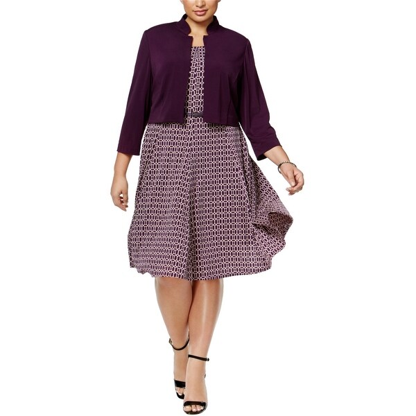 Jessica Howard Womens Jersey Shrug Sweater, Purple, 16W. Opens flyout.