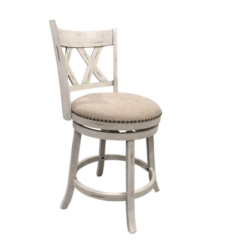 X-Back Upholstered Swivel Seat Barstool - 40" - Set of 2 - Brown and Beige