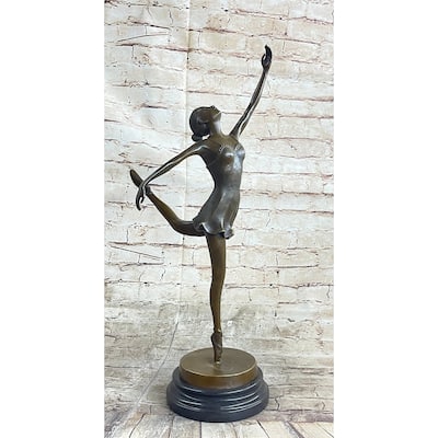 Bronze Ballerina Ballet Dancer Bronze Sculpture Statue Figure On Marble Base
