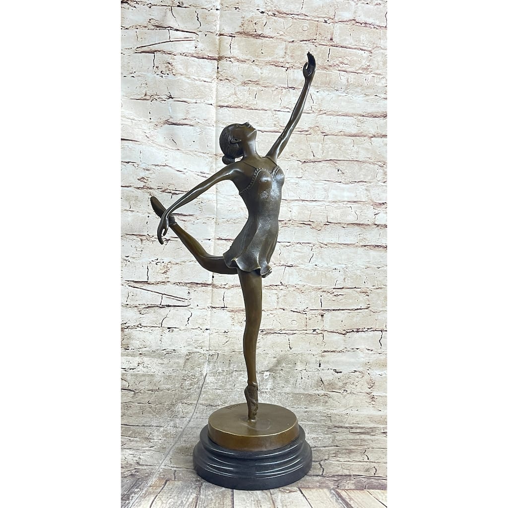 Bronze Ballerina Ballet Dancer Bronze Sculpture Statue Figure On Marble Base