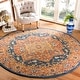 preview thumbnail 35 of 102, SAFAVIEH Evoke Jacki Vintage Boho Medallion Rug 6'7" Round - Blue/Orange - Round