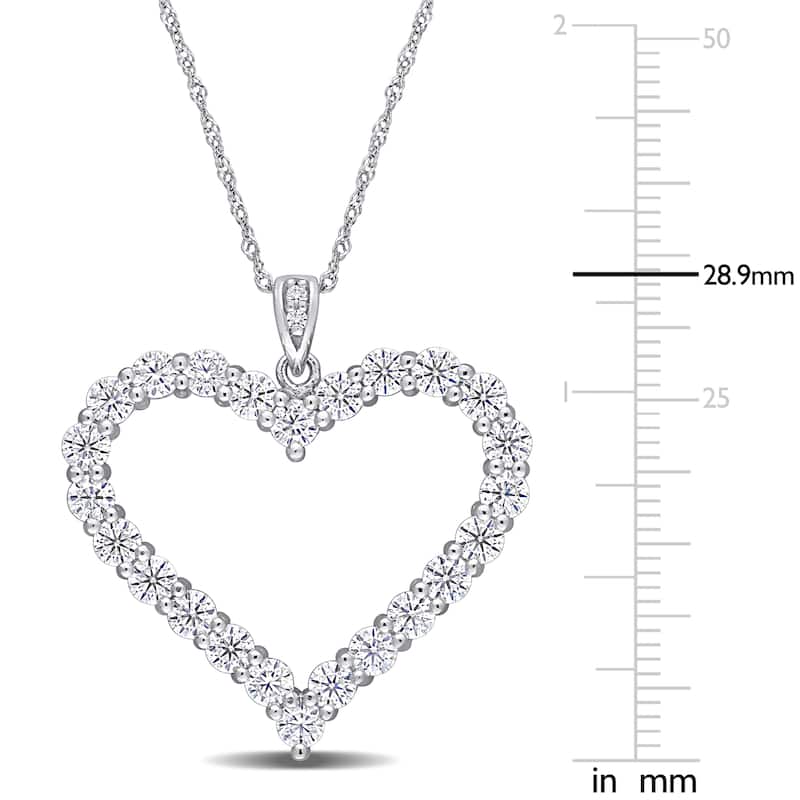 Miadora 2 2/5ct TGW Created Moissanite Heart Necklace in Sterling Silver
