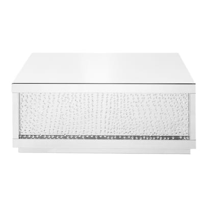 48 inch Rectangle Crystal Coffee Table In Clear Mirror Finish