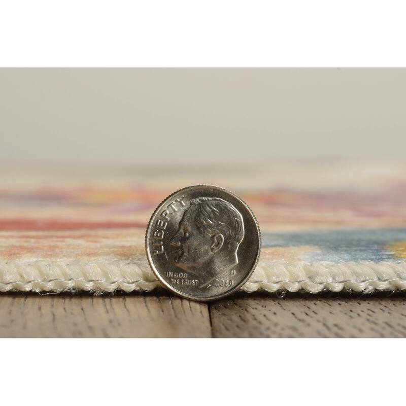 Indoor/Outdoor Water Resistant Largo Ivory & Green Washable Area Rug Washable Area Rug - 2' x 3'