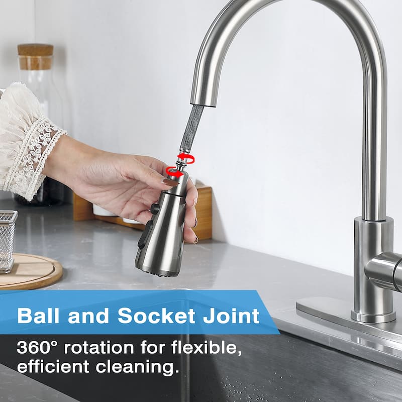 Single-Handle Pull-Down Sprayer Kitchen Faucet with Soap Dispenser