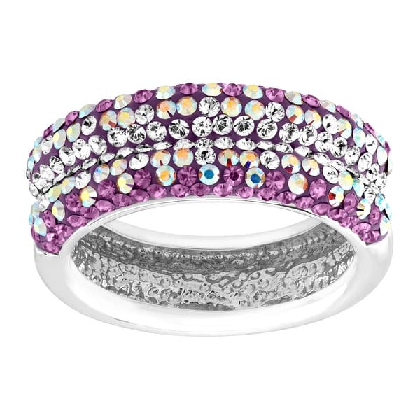 Crystaluxe Concave Band Ring with Swarovski elements Crystals in Sterling Silver