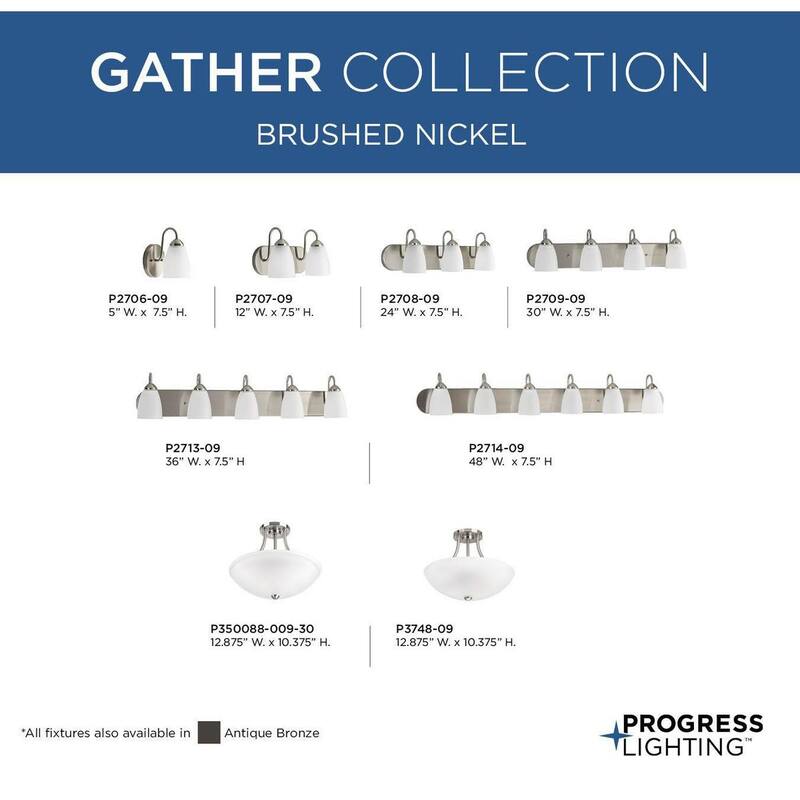 Progress Lighting Gather Nickel-finish Steel/Porcelain 2-light Convertible Fixture - Brushed Nickel