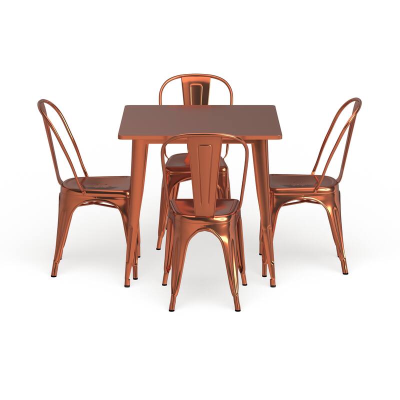 31.5-inch Square 5-piece Metal Indoor/ Outdoor Table and Chairs Set