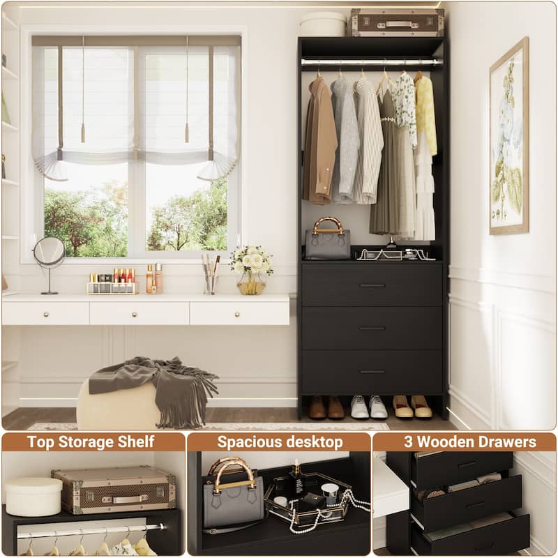 Cimly Freestanding Closet Sytem, Closet Organizer Wardrobe for Walk-in and Reach-in Closet
