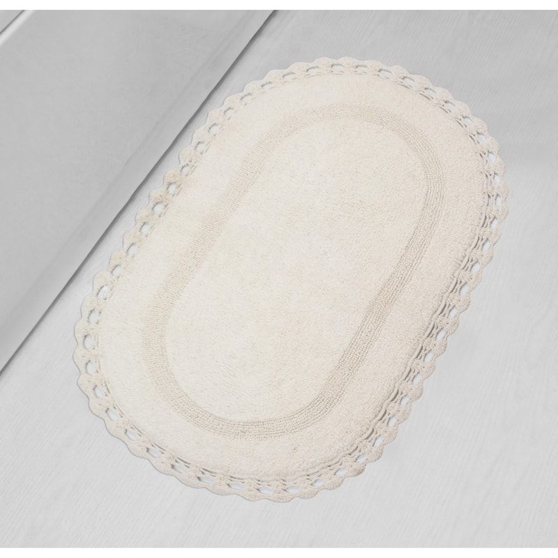 Hampton Contour Rug, Cotton Soft, Water Absorbent, Non Slip U Shape Contour Rug Machine Washable 20"x20" Contour - 24"x40" - Ivory