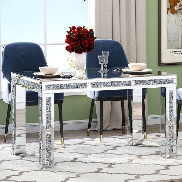 63 Inch Rectangular Kitchen Table with Gold Metal Frame - N/A - Bed ...
