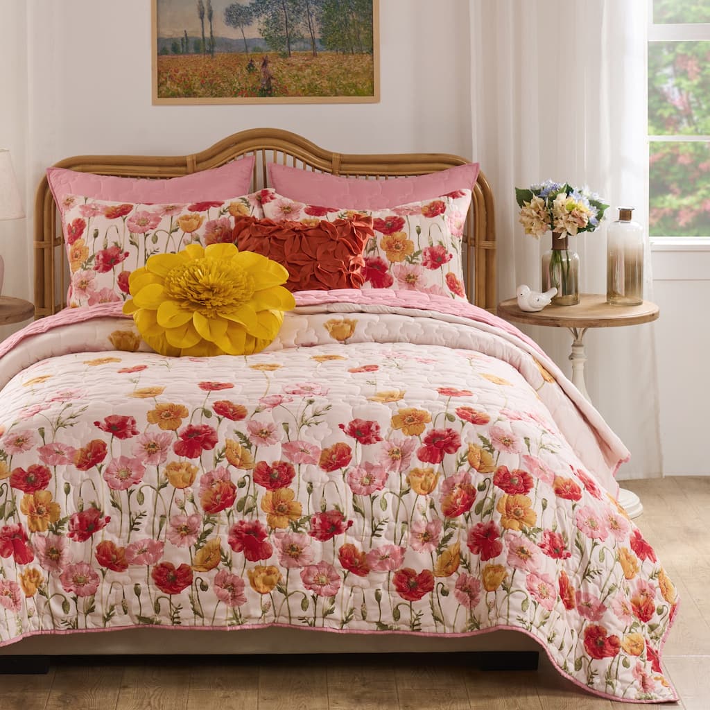 Greenland Home Fashions Breeze Poppy Print Quilt Set