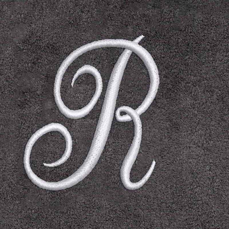 Avanti Linens Granite/Silver Script Monogram Hand Towel Letter R - Hand Towel