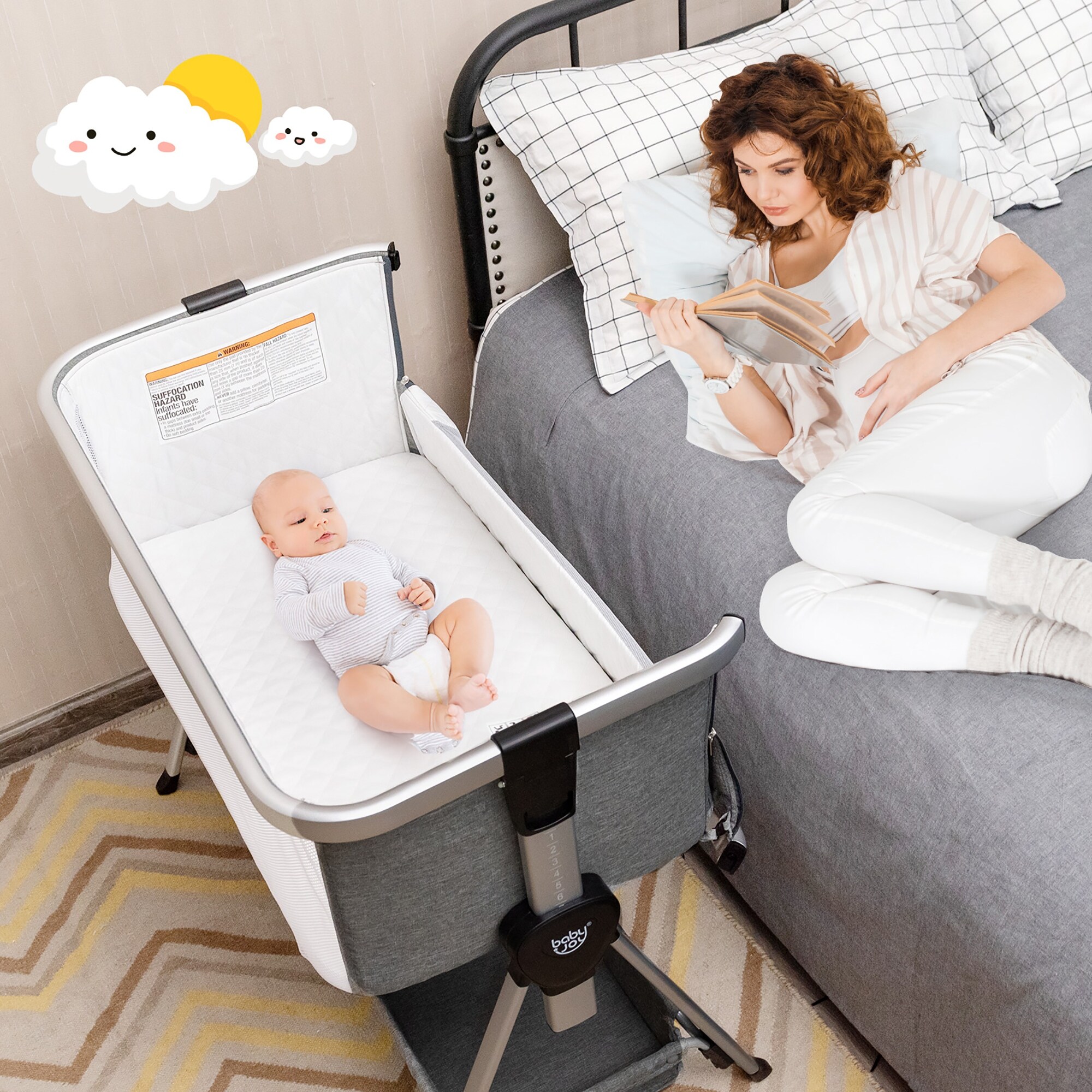 Baby Bed Side Crib Portable Adjustable Infant Travel Sleeper Bassinet