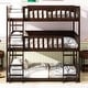preview thumbnail 18 of 30, Triple Rubber Wood Detachable Bunk Bed with Ladders and Guardrails,Twin Size Espresso