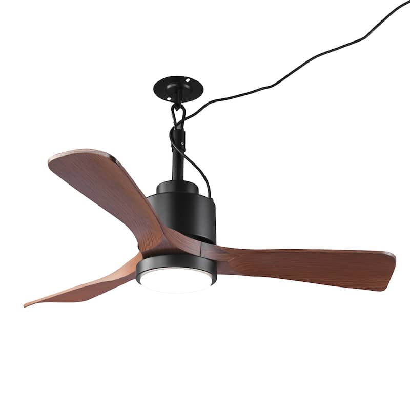 42" Classic Black Waterproof Wet Outdoor Smart Ceiling Fan with Light and APP Control