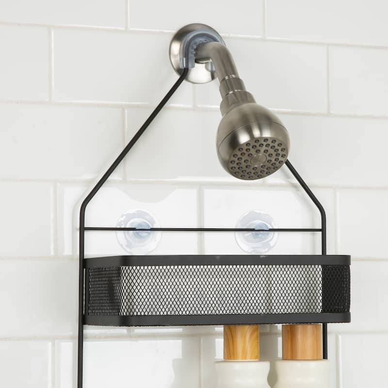 Bath Bliss Mesh Collection Deluxe Shower Caddy in Matte Black - 10.5"x 4.6"x 25.5"